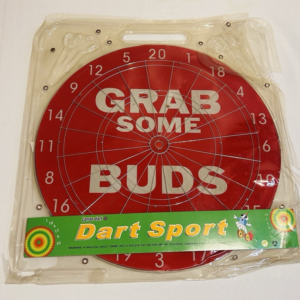 Vintage *RARE* Budweiser Bud Lite "Grab Some Buds" Cork Dart Board Man Cave